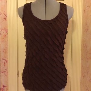 Dark brown ruffle sleeveless top